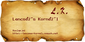 Lencsés Kornél névjegykártya
