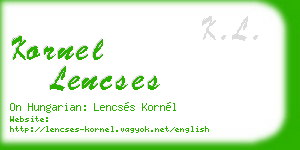 kornel lencses business card