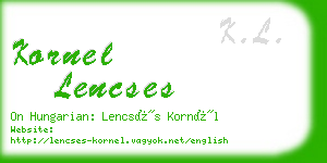 kornel lencses business card